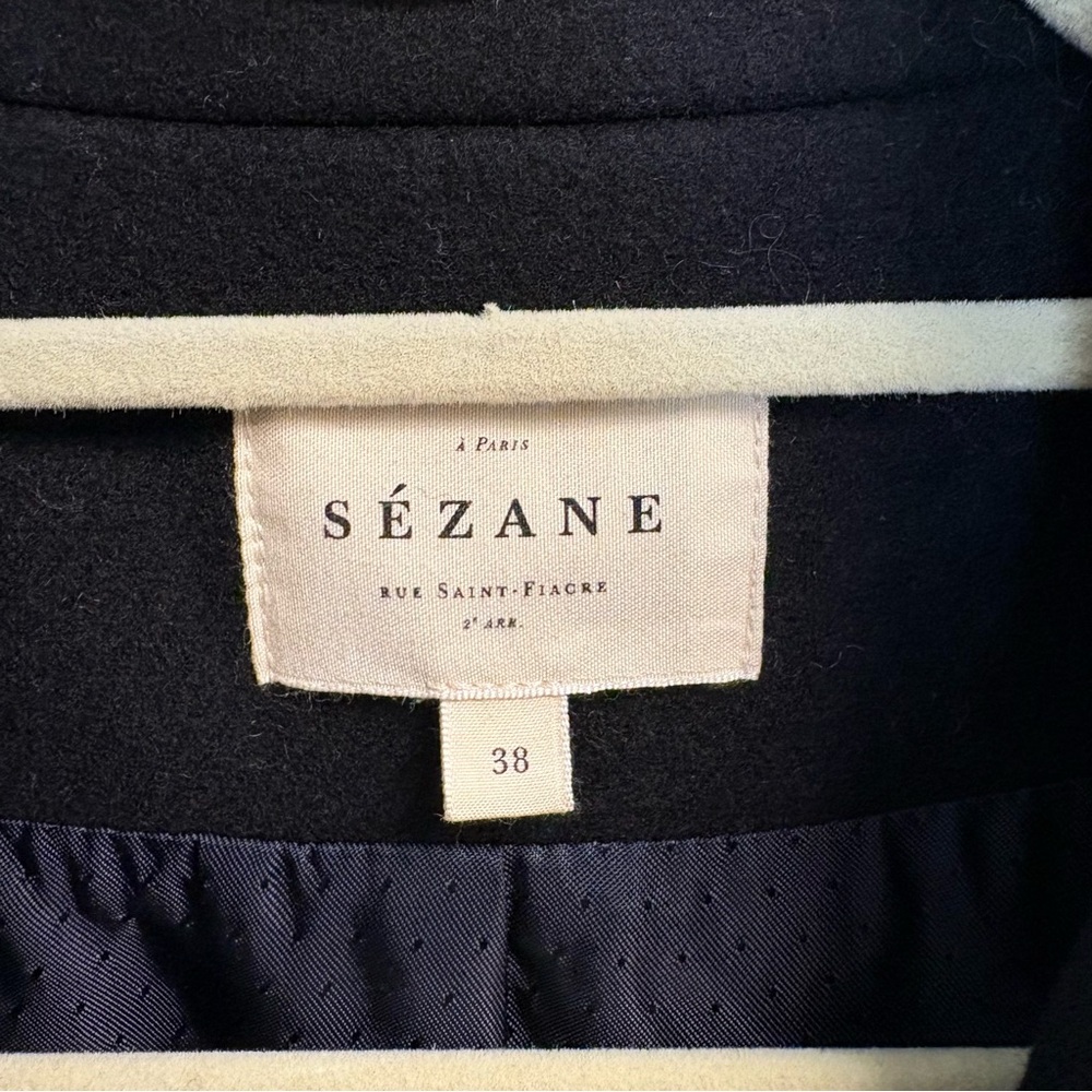 Sezane Johnson Wool Double Breasted Coat Black Size 38 - Picture 4 of 8